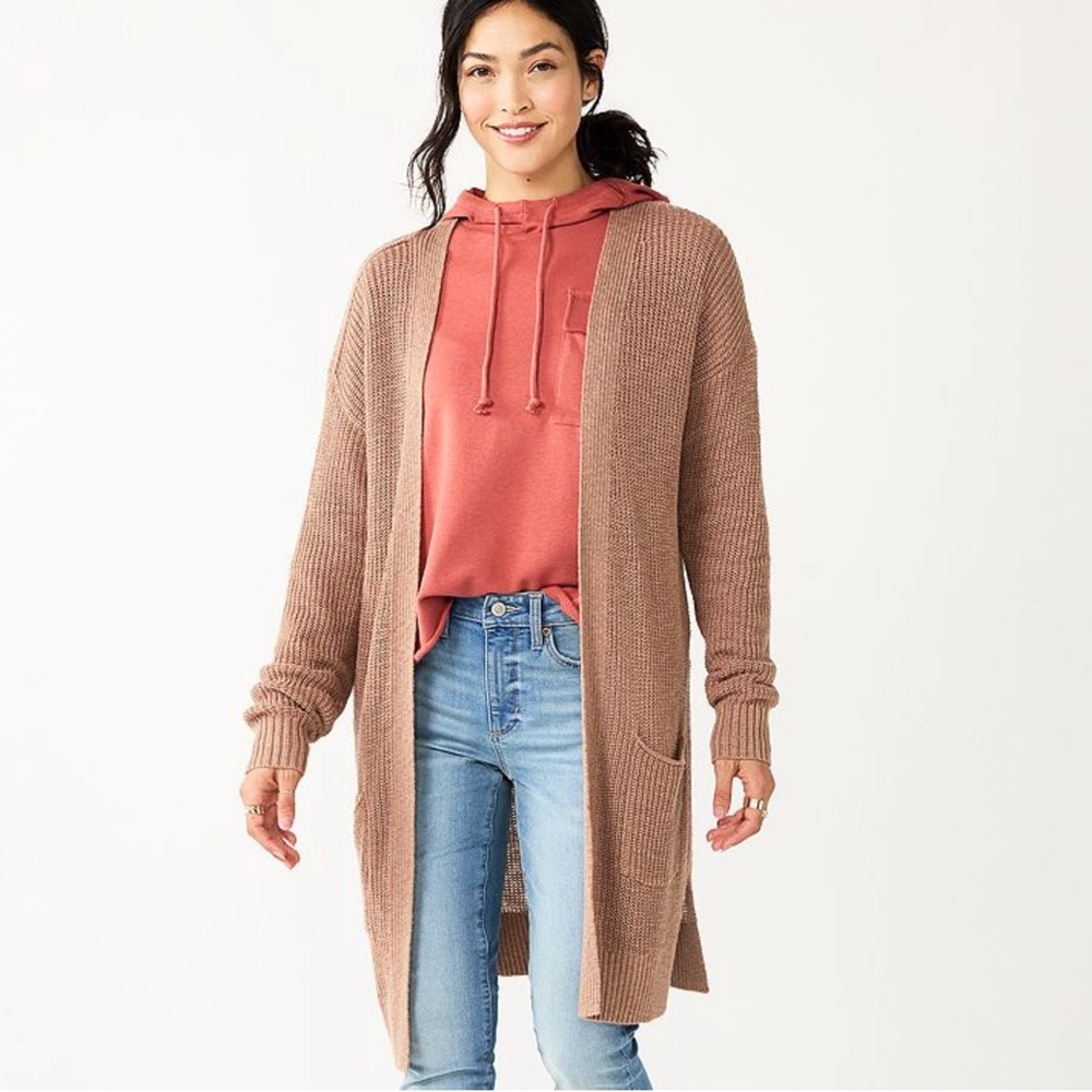 NWT Sonoma warm taupe favorite long sleeve cardigan size small